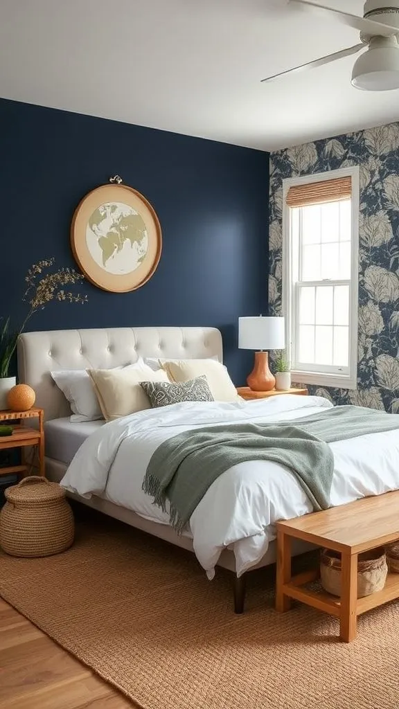 Bold Accent Wall with Nature-Inspired Details