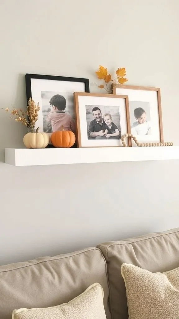 Framed Photo Ledge with Fall Accents
