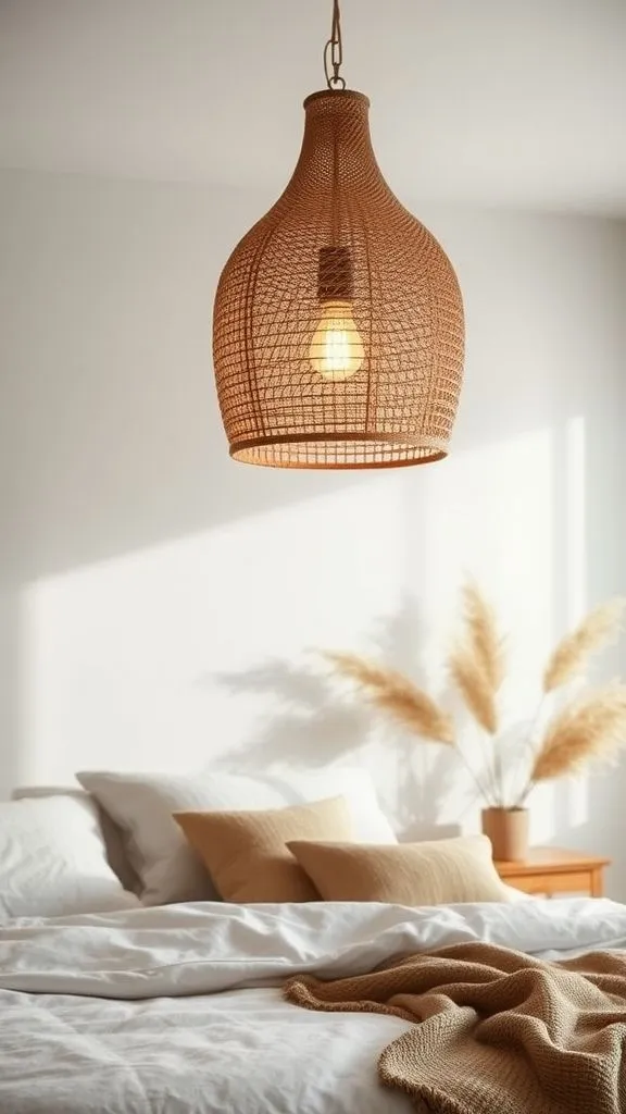 Statement Pendant Light with Natural Elements

