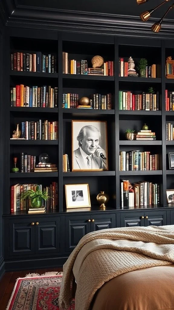 Built-In Dark Bookshelves
