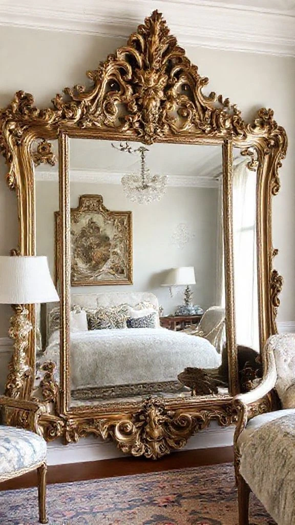 Position an Elaborate Mirror as Your Centerpiece