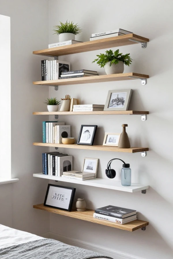 Floating Shelves for Vertical Display Space
