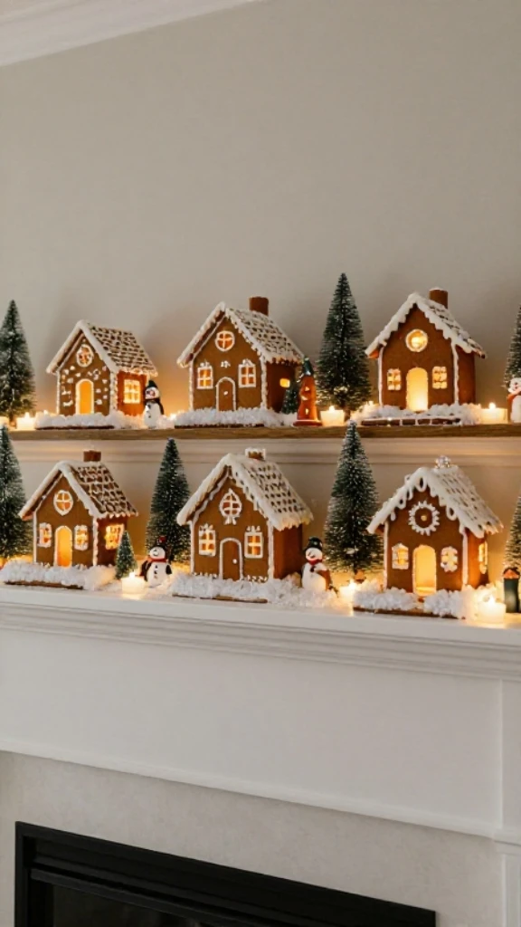 Create a Gingerbread Village Display on Your Mantel