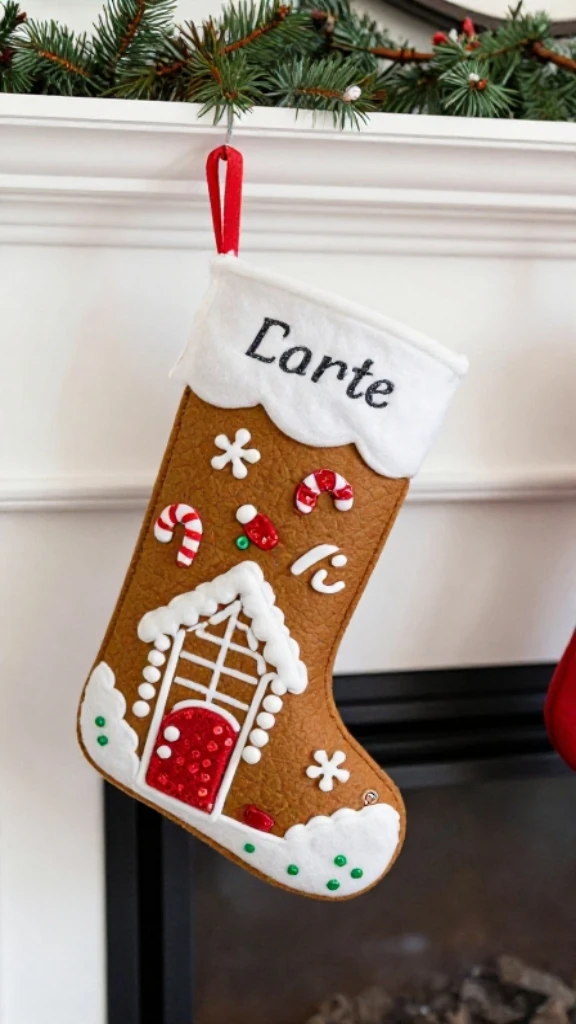Hang Gingerbread House Stockings Above the Fireplace