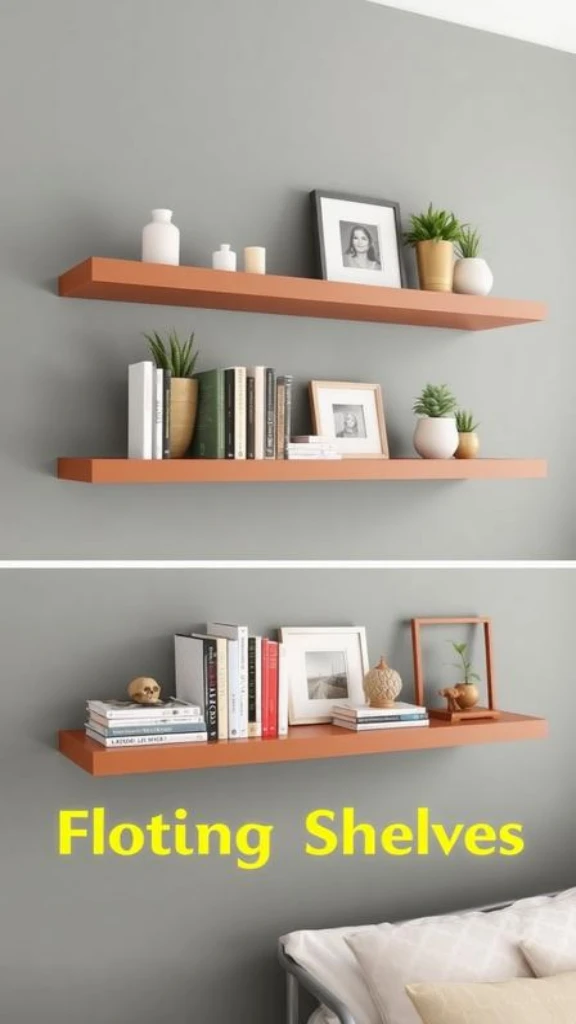 Install Floating Shelves for Display and Storage