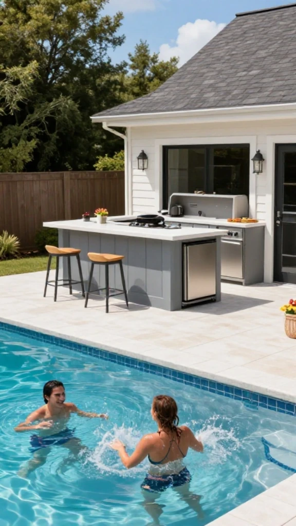 Poolside Deck with Outdoor Kitchen and Bar