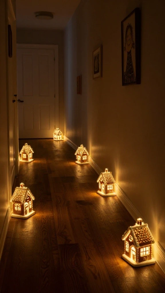 Position Gingerbread House Night Lights in Hallways