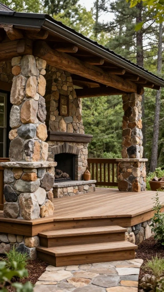 Rustic Deck with Natural Stone Accents