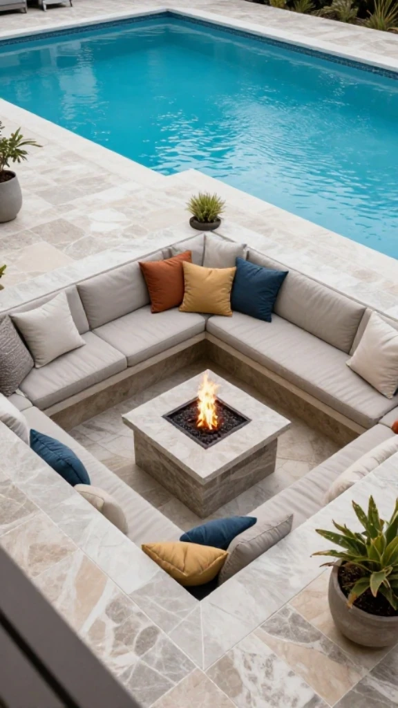 Sunken Lounge Area Adjacent to Pool