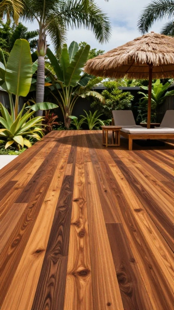 Tropical Hardwood Deck with Resort-Style Flair