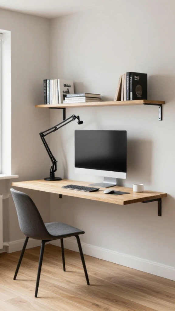 
Wall-Mounted Floating Desk Setup
