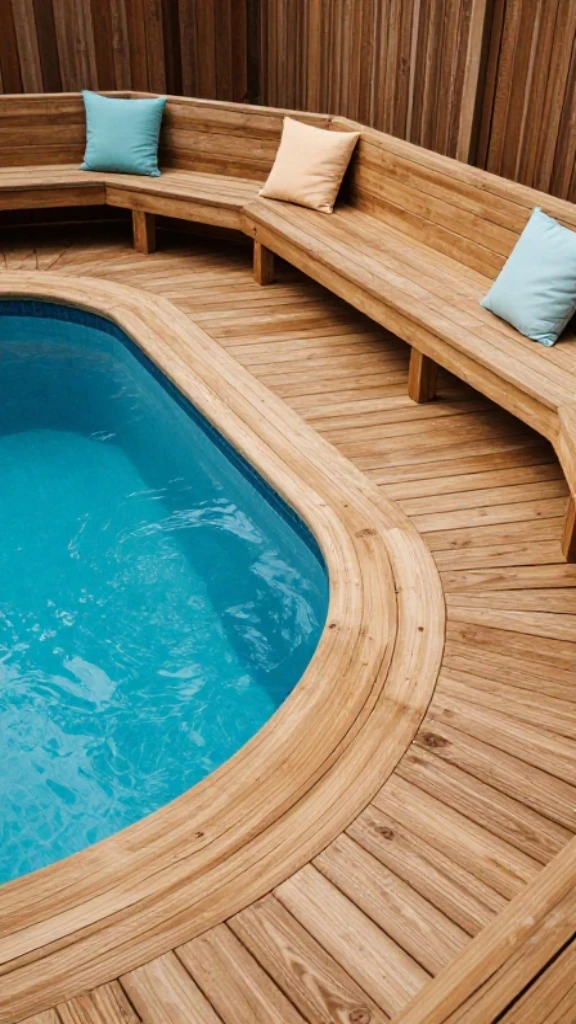 Wraparound Wood Deck with Integrated Seating