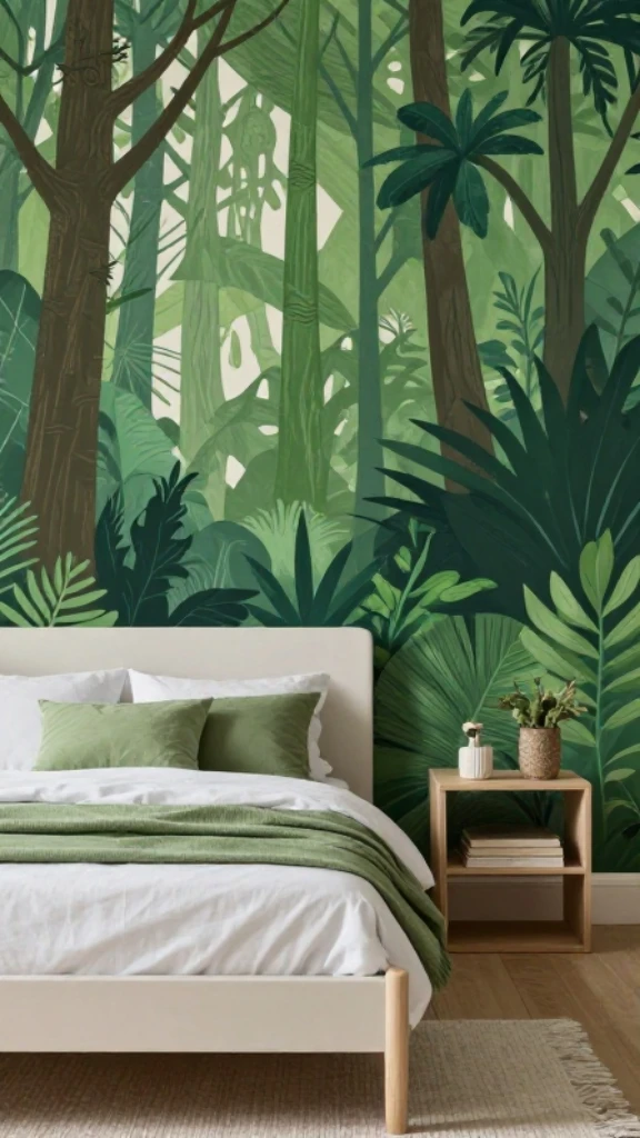 Add a Green Mural or Wallpaper