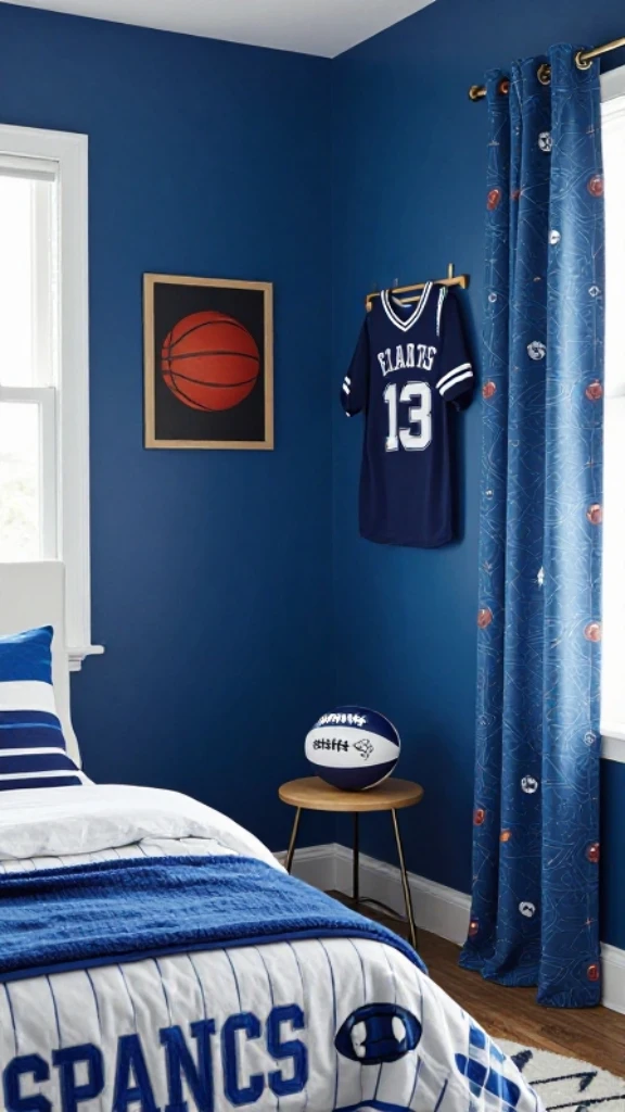 Add Sports-Themed Blue Decor