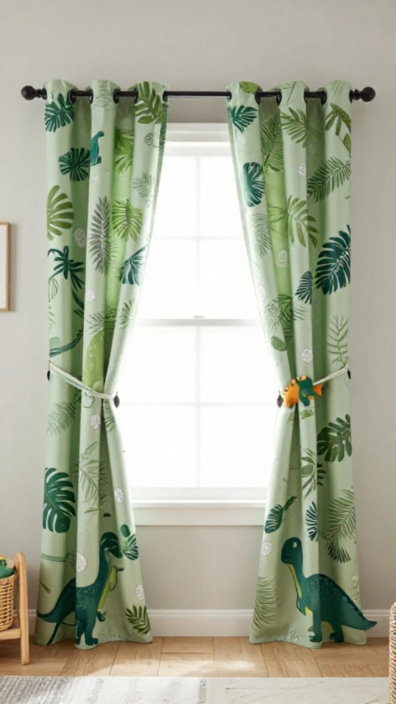 Hang Dino-Themed Curtains and Blinds